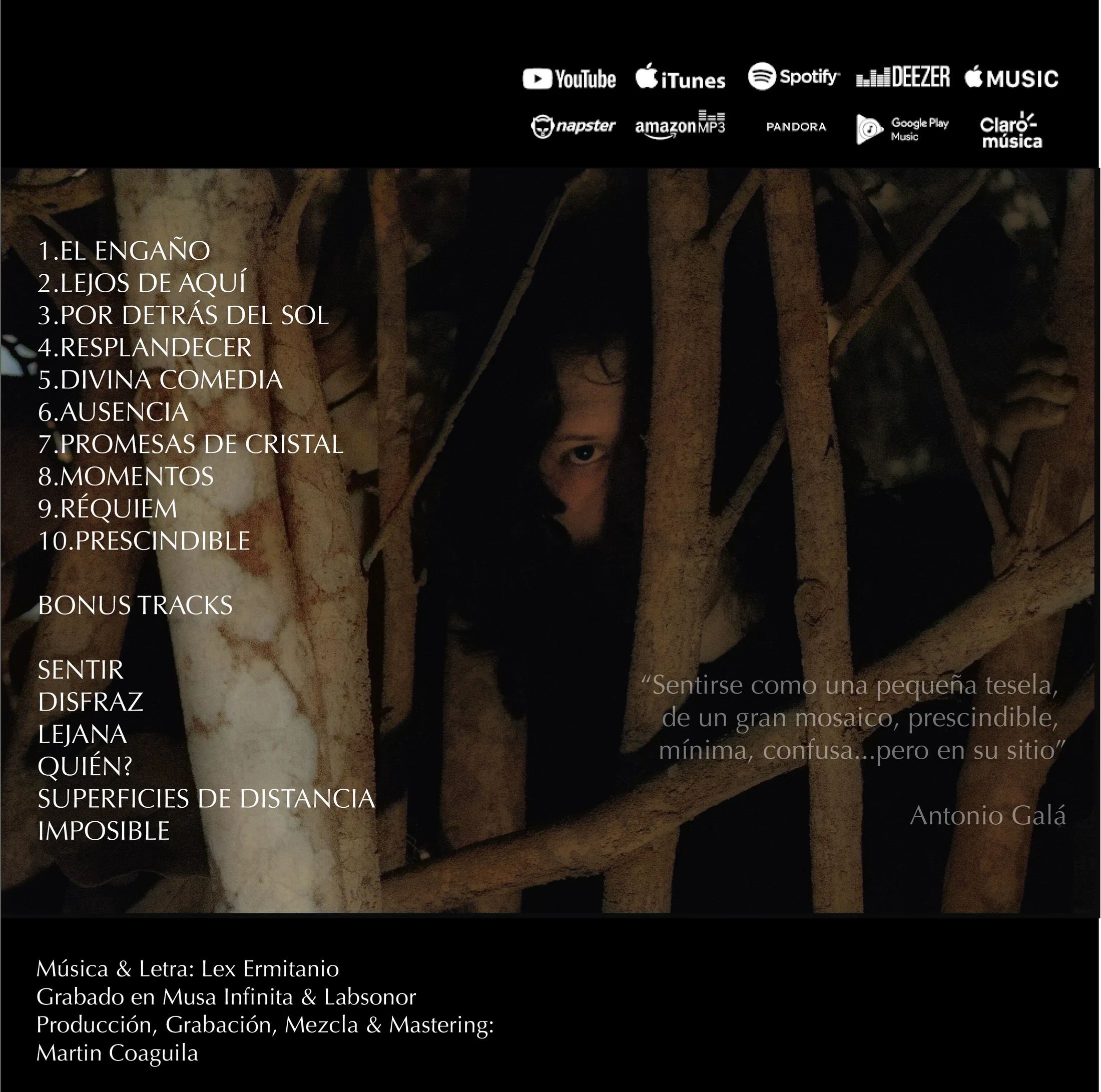Contraportada de Prescindible con temas y créditos